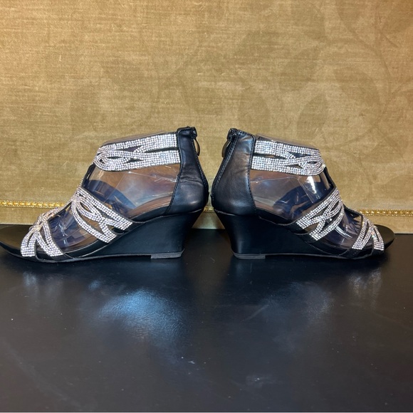 Patrizia Spring Step Wedge Heels Silver Sparkling Rhinestones Women's 9.5-10/40 - Picture 4 of 13